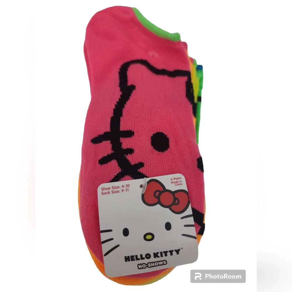 Sanrio Hello Kitty 5 pairs Socks No Show Shoe Size 4-10